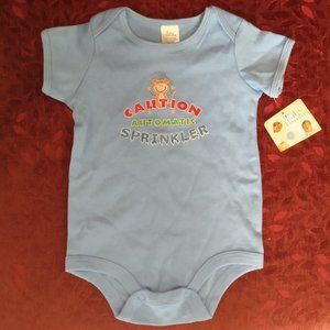 "Caution Automatic Sprinkler" Funny Baby Onesie